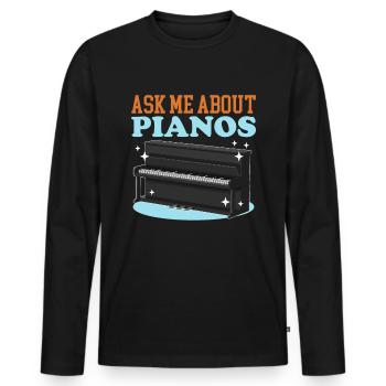 Piano Piano Player Piano Pianist Gift - Men's Premium Organic Long Sleeve Shirt - black - Front - Nico (187cm)