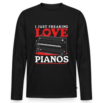 Piano Pianist | Piano Player Piano Gift - Men's Premium Organic Long Sleeve Shirt - black - Front - Nico (187cm)