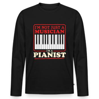 Pianiste pianiste | Cadeau Piano Pianiste - T-shirt manches longues Premium bio Homme - noir - Devant - Nico (187cm)