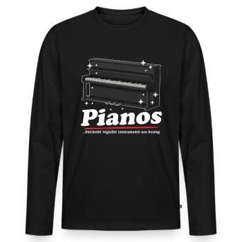 Pianistes avec piano | Cadeau Piano Pianiste - T-shirt manches longues Premium bio Homme - noir - Devant - Nico (187cm)