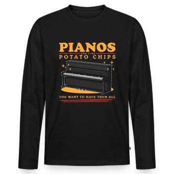Pianistes avec piano | Piano Player Piano Gift - T-shirt manches longues Premium bio Homme - noir - Devant - Nico (187cm)