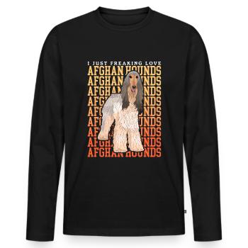 Afghan Greyhound Dog Owner Gift - Men's Premium Organic Long Sleeve Shirt - black - Front - Nico (187cm)