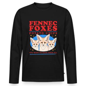 Fennec Renards du désert Renards Cadeaux - T-shirt manches longues Premium bio Homme - noir - Devant - Nico (187cm)