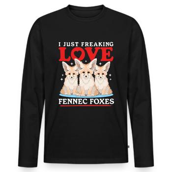 Fennec Cadeaux Mignons Renards du désert Renards - T-shirt manches longues Premium bio Homme - noir - Devant - Nico (187cm)