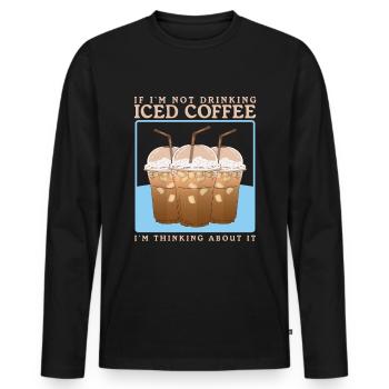 Café glacé Café glacé Cadeau d’amateur de café - T-shirt manches longues Premium bio Homme - noir - Devant - Nico (187cm)