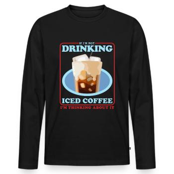 Café glacé Coffee Lover Cadeau de café glacé - T-shirt manches longues Premium bio Homme - noir - Devant - Nico (187cm)