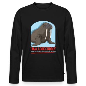 Cadeau de morse morse - T-shirt manches longues Premium bio Homme - noir - Devant - Nico (187cm)