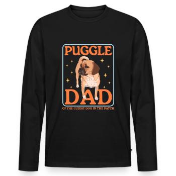 Puggle Dad Dog Owner Dog Owner Gift - Men's Premium Organic Long Sleeve Shirt - black - Front - Nico (187cm)