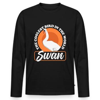 Schwan Schwäne Schwanenliebhaber Geschenk - Männer Premium Bio Langarmshirt - Schwarz - Vorne - Nico (187cm)