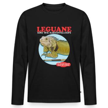 Iguana Reptile Lizard Iguanas Gift - Men's Premium Organic Long Sleeve Shirt - black - Front - Nico (187cm)