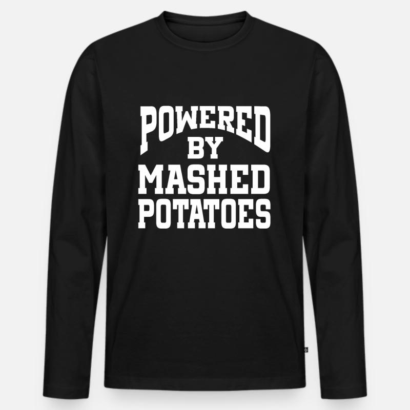 Powered By Mashed Potatoes - Männer Premium Bio Langarmshirt - Schwarz
