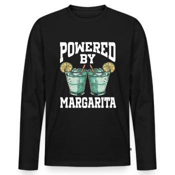 Powered By Margarita - Männer Premium Bio Langarmshirt - Schwarz - Vorne - Nico (187cm)
