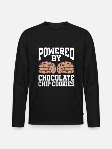 Powered By Chocolate Chip Cookies - Men's Premium Organic Long Sleeve Shirt - black