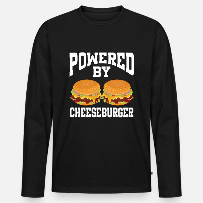 Powered By Cheeseburger - Männer Premium Bio Langarmshirt - Schwarz