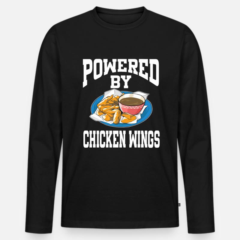 Powered By Chicken Wings - Männer Premium Bio Langarmshirt - Schwarz