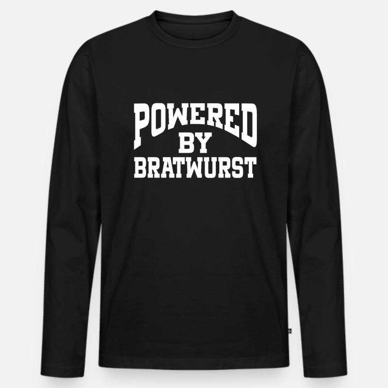 Powered By Bratwurst - Männer Premium Bio Langarmshirt - Schwarz