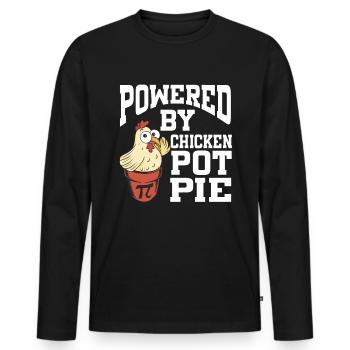 Powered By Chicken Pot Pie - Men's Premium Organic Long Sleeve Shirt - black - Front - Nico (187cm)