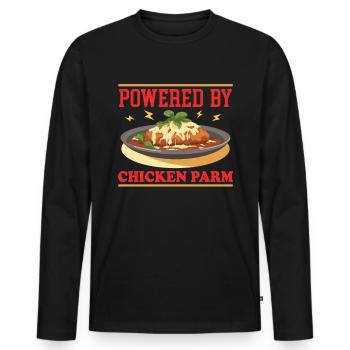 Chicken Parmesan | Chicken Parm Geschenk - Männer Premium Bio Langarmshirt - Schwarz - Vorne - Nico (187cm)