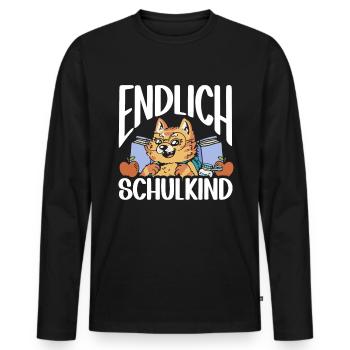 School 1. Grade - Männer Premium Bio Langarmshirt - Schwarz - Vorne - Nico (187cm)
