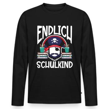 School 1. Grade - Männer Premium Bio Langarmshirt - Schwarz - Vorne - Nico (187cm)