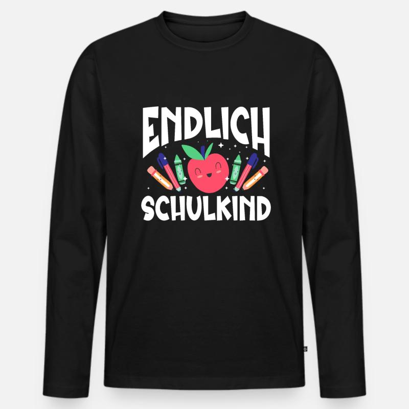 School 1. Grade - Männer Premium Bio Langarmshirt - Schwarz
