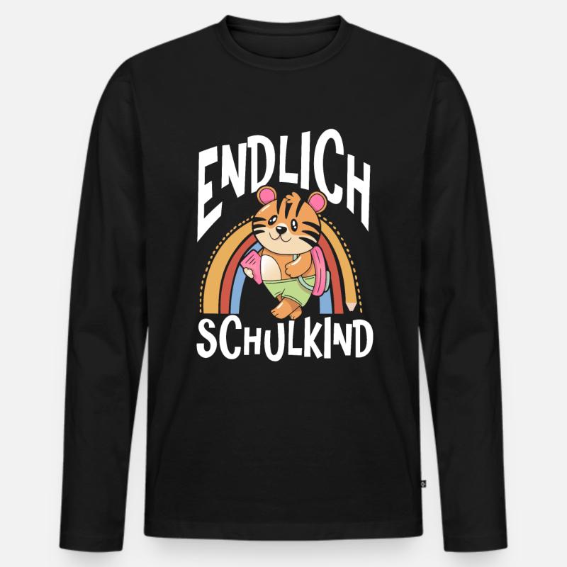 School 1. Grade - Männer Premium Bio Langarmshirt - Schwarz