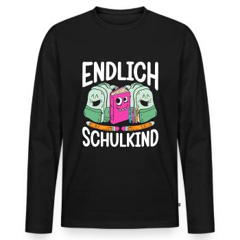 School 1. Grade - Männer Premium Bio Langarmshirt - Schwarz - Vorne - Nico (187cm)
