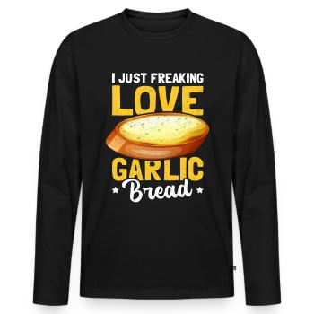 Knoblauchbrot Knoblauch Brote Geschenk - Männer Premium Bio Langarmshirt - Schwarz - Vorne - Nico (187cm)