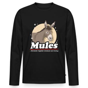 Mule Muli Mule Mule Gift - Men's Premium Organic Long Sleeve Shirt - black - Front - Nico (187cm)