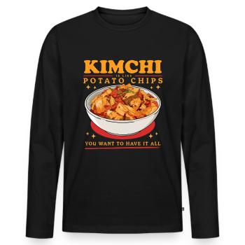 Kimchi Plat coréen Kimchi Cadeau - T-shirt manches longues Premium bio Homme - noir - Devant - Nico (187cm)
