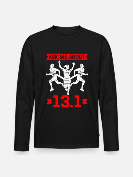 Halb-Marathon Halbmarathon Geschenk - Männer Premium Bio Langarmshirt - Schwarz