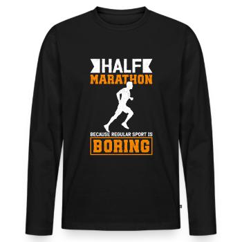 Half Marathon Half Marathon Running Gift - Men's Premium Organic Long Sleeve Shirt - black - Front - Nico (187cm)
