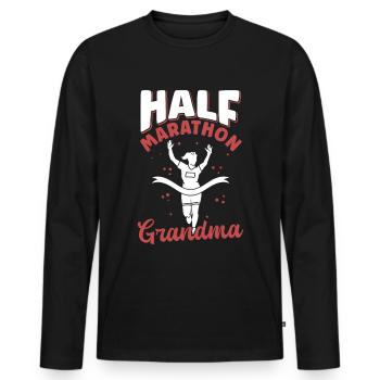 Half Marathon Grandma Half Marathon Gift - Men's Premium Organic Long Sleeve Shirt - black - Front - Nico (187cm)