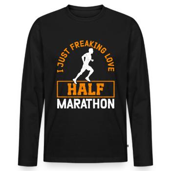 Half Marathon Half Marathon Runner Gift - Men's Premium Organic Long Sleeve Shirt - black - Front - Nico (187cm)