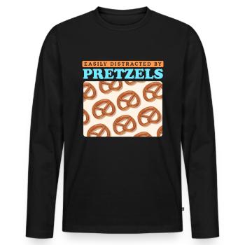 Bretzel Bretzels Cadeau d’amoureux des bretzels - T-shirt manches longues Premium bio Homme - noir - Devant - Nico (187cm)