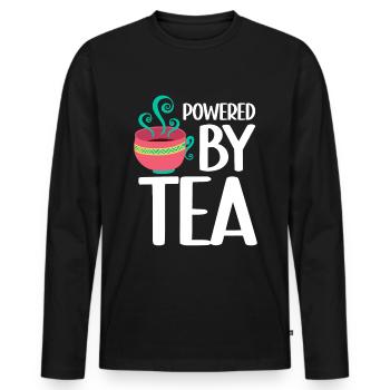 Propulsé par Tea Tea Lover Cup Of Tea Tea Drinker - T-shirt manches longues Premium bio Homme - noir - Devant - Nico (187cm)