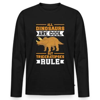 Triceratops Dinosaurier Dinos Geschenk - Männer Premium Bio Langarmshirt - Schwarz - Vorne - Nico (187cm)