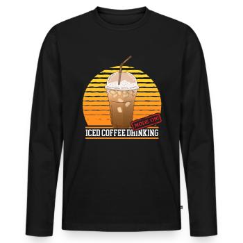 Café glacé Café glacé Cadeau d’amateur de café - T-shirt manches longues Premium bio Homme - noir - Devant - Nico (187cm)