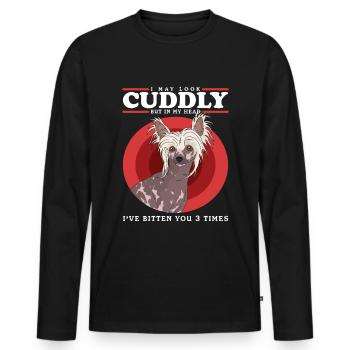 Chinese Crested Dog Chinese Crested Gift - Men's Premium Organic Long Sleeve Shirt - black - Front - Nico (187cm)