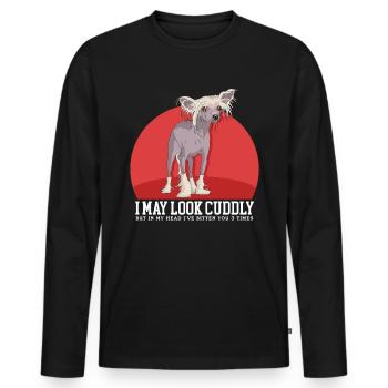 Chinese Crested Dog Chinese Crested Gift - Men's Premium Organic Long Sleeve Shirt - black - Front - Nico (187cm)