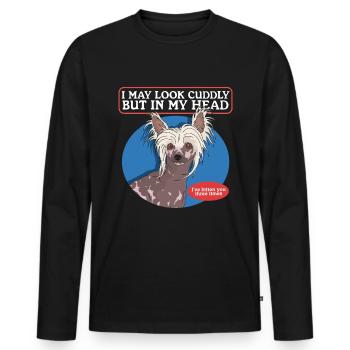 Chinese Crested Chinese Crested Dog Gift - Men's Premium Organic Long Sleeve Shirt - black - Front - Nico (187cm)
