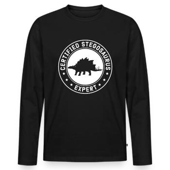 Cadeau Stegosaurus Dino - T-shirt manches longues Premium bio Homme - noir - Devant - Nico (187cm)