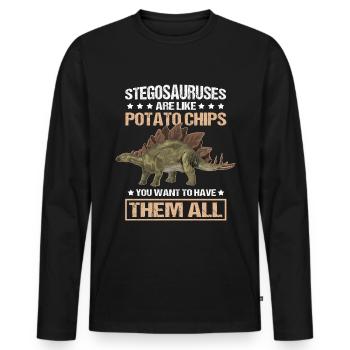 Cadeau de dinosaure Stegosaurus Dinos - T-shirt manches longues Premium bio Homme - noir - Devant - Nico (187cm)
