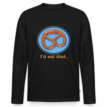Bretzel Bretzels Cadeau d’amoureux des bretzels - T-shirt manches longues Premium bio Homme - noir - Devant - Nico (187cm)