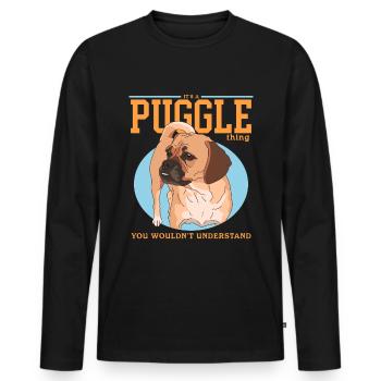Puggle Hundebesitzer Hundehalter Geschenk - Männer Premium Bio Langarmshirt - Schwarz - Vorne - Nico (187cm)