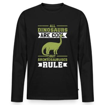 Brontosaurus Dinosaurier Geschenk - Männer Premium Bio Langarmshirt - Schwarz - Vorne - Nico (187cm)