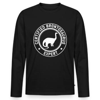 Brontosaurus Expert Dinosaur Dino Gift - Men's Premium Organic Long Sleeve Shirt - black - Front - Nico (187cm)