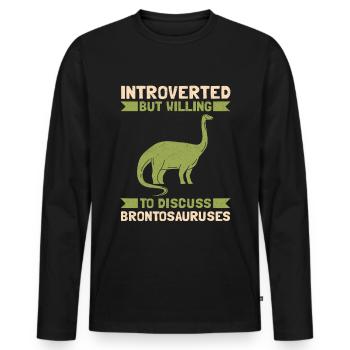 Brontosaurus Dino Geschenk - Männer Premium Bio Langarmshirt - Schwarz - Vorne - Nico (187cm)