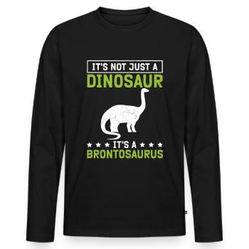 Brontosaurus Dino Gifts - Men's Premium Organic Long Sleeve Shirt - black - Front - Nico (187cm)