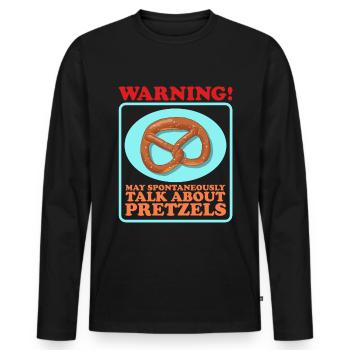 Bretzel Bretzels Cadeau d’amoureux des bretzels - T-shirt manches longues Premium bio Homme - noir - Devant - Nico (187cm)
